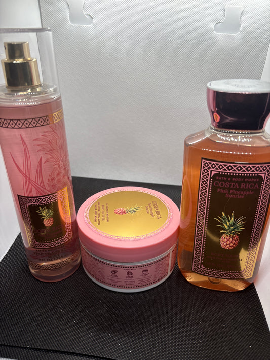 PINK PINEAPPLE SUNRISE 8 Lot Body Mist,Cream,Soap,Lotion,Room Sprays, Wallflower