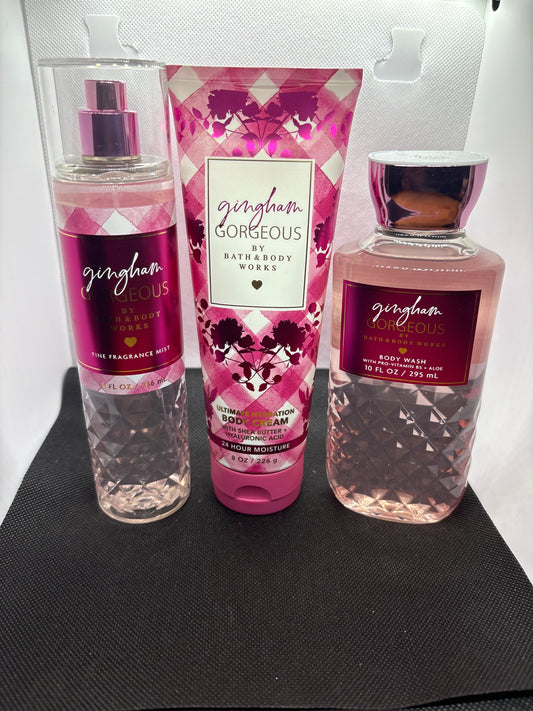 Bath & Body Works GINGHAM GORGEOUS Body Cream, Fragrance Mist and Shower Gel