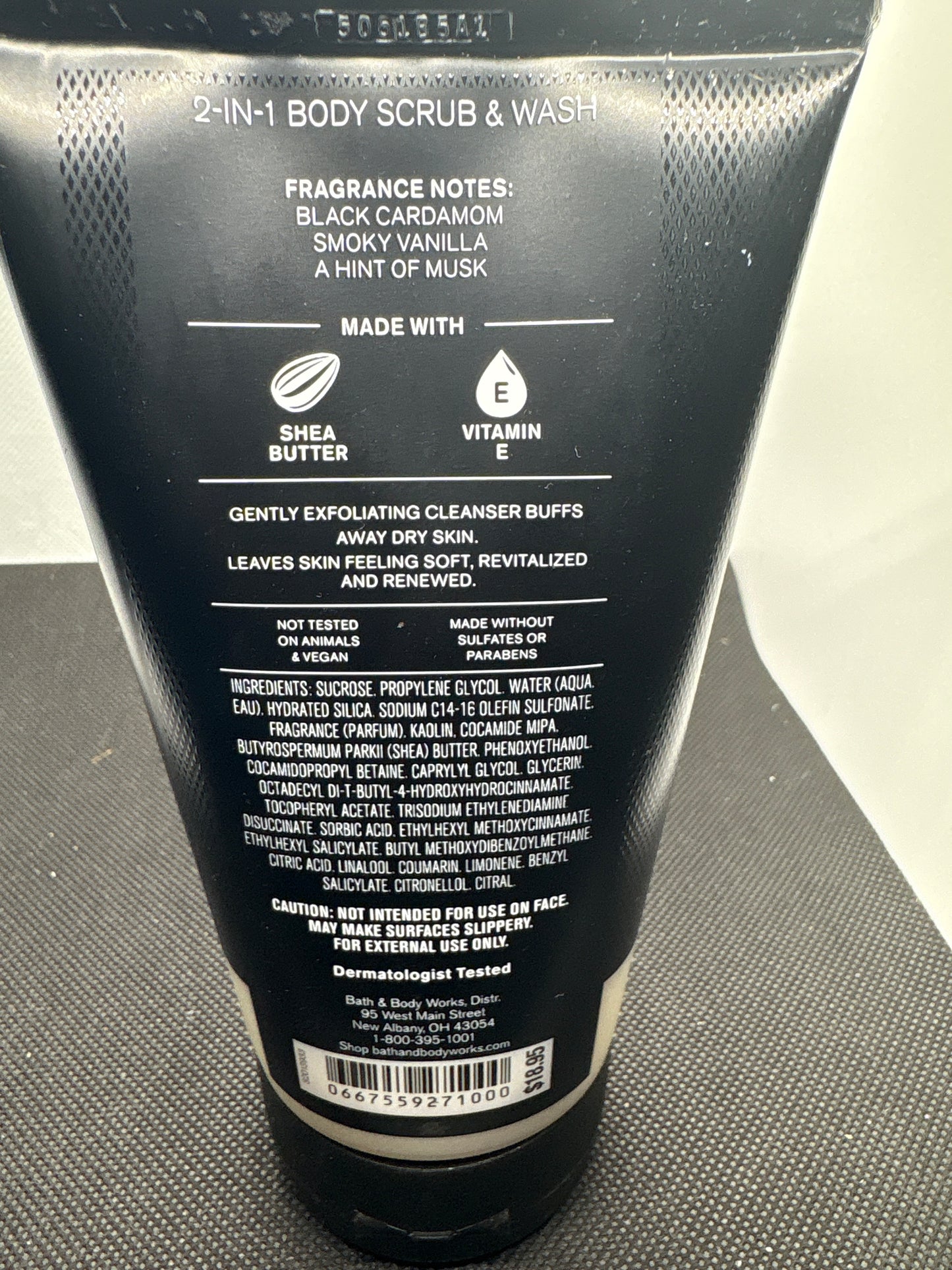 Bath & Body Works Noir Men's Collection 2 in 1 Body Scrub & Wash 8 oz New