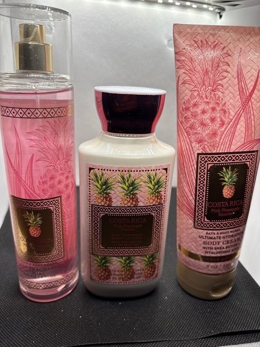 Bath & Body Works COSTA RICA PINK PINEAPPLE SUNRISE Body Cream, Body Lotion & Fragrance Mist