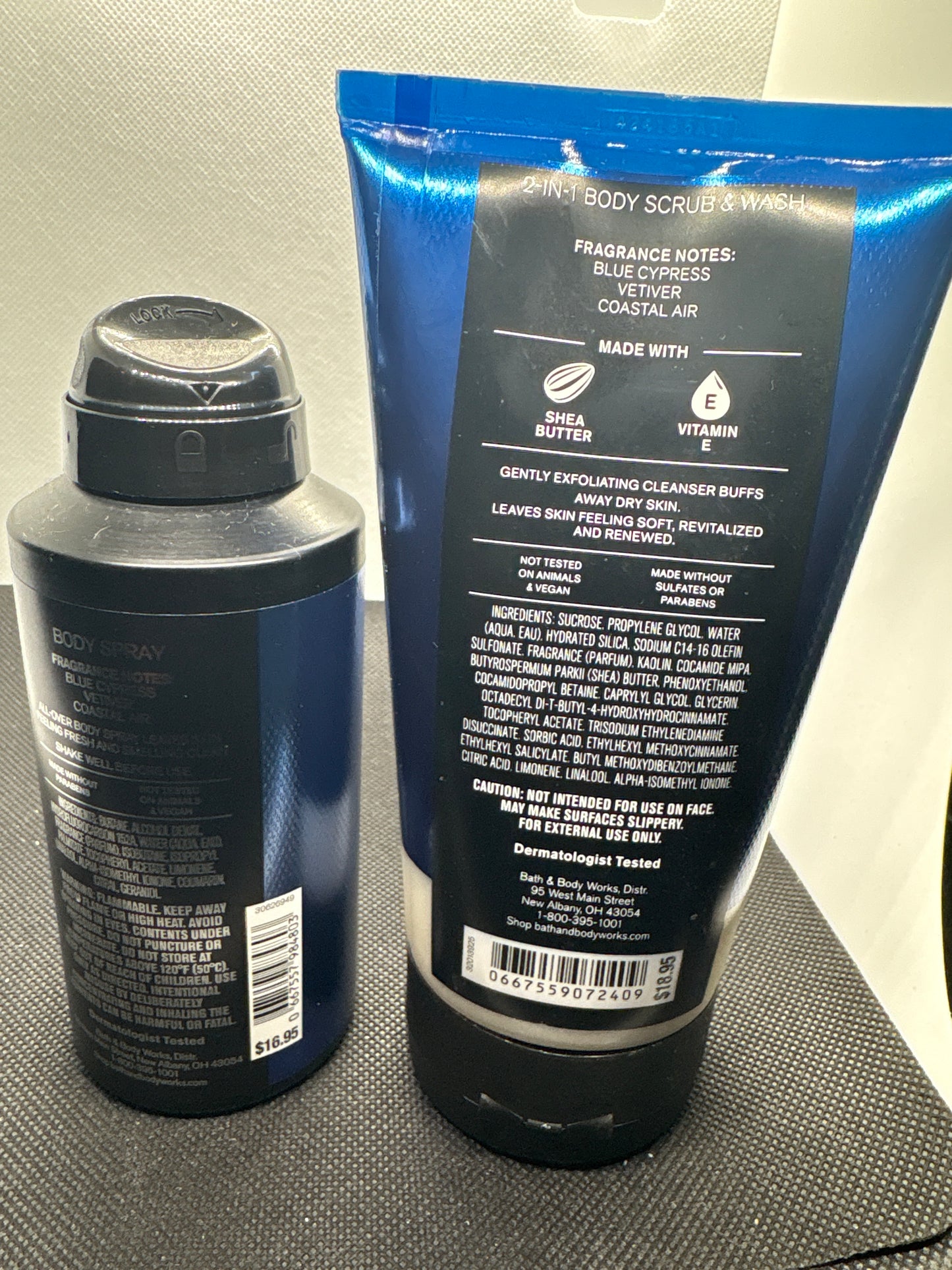 Combo Bath & Body Works OCEAN for Men Body Scrub Wash And Body Spray Set