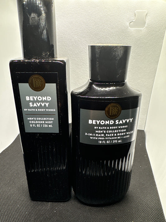 Bath & Body Works BEYOND SAVVY Men's 3-in-1 Hair Face & Body Wash & Cologne Mist