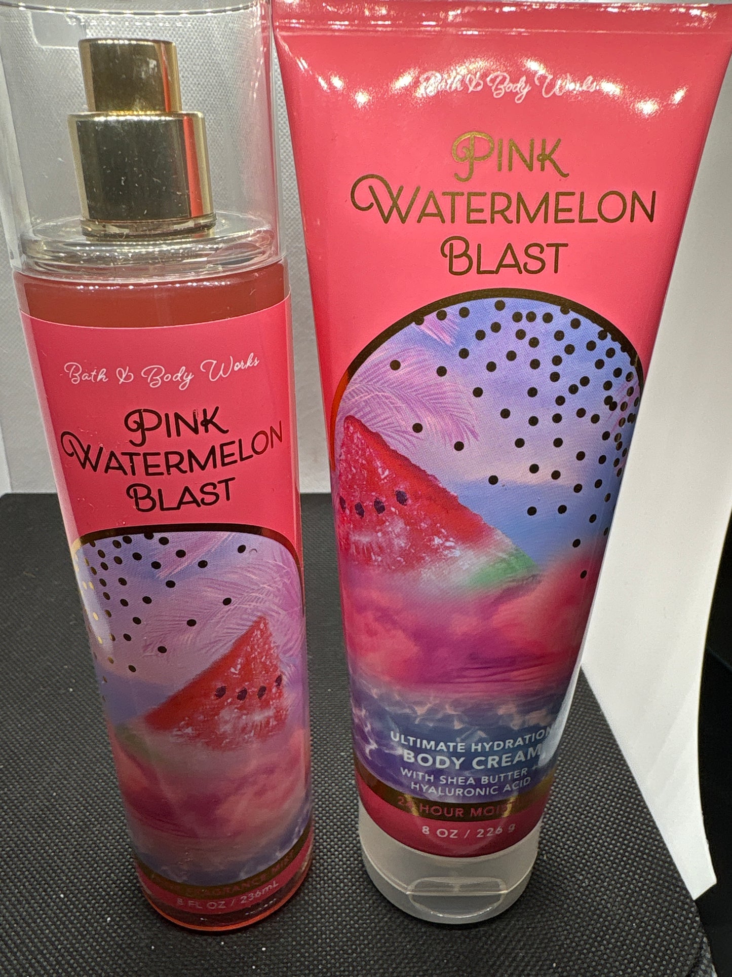 Bath & Body Works Pink Watermelon Blast Fragrance Fine Mist & Body Cream Set New