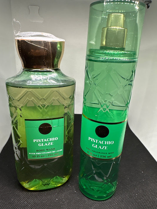 Bath & Body Works Pistachio Glaze 10 Fl Oz Body Wash & 8 Fl Oz Fragrance Mist