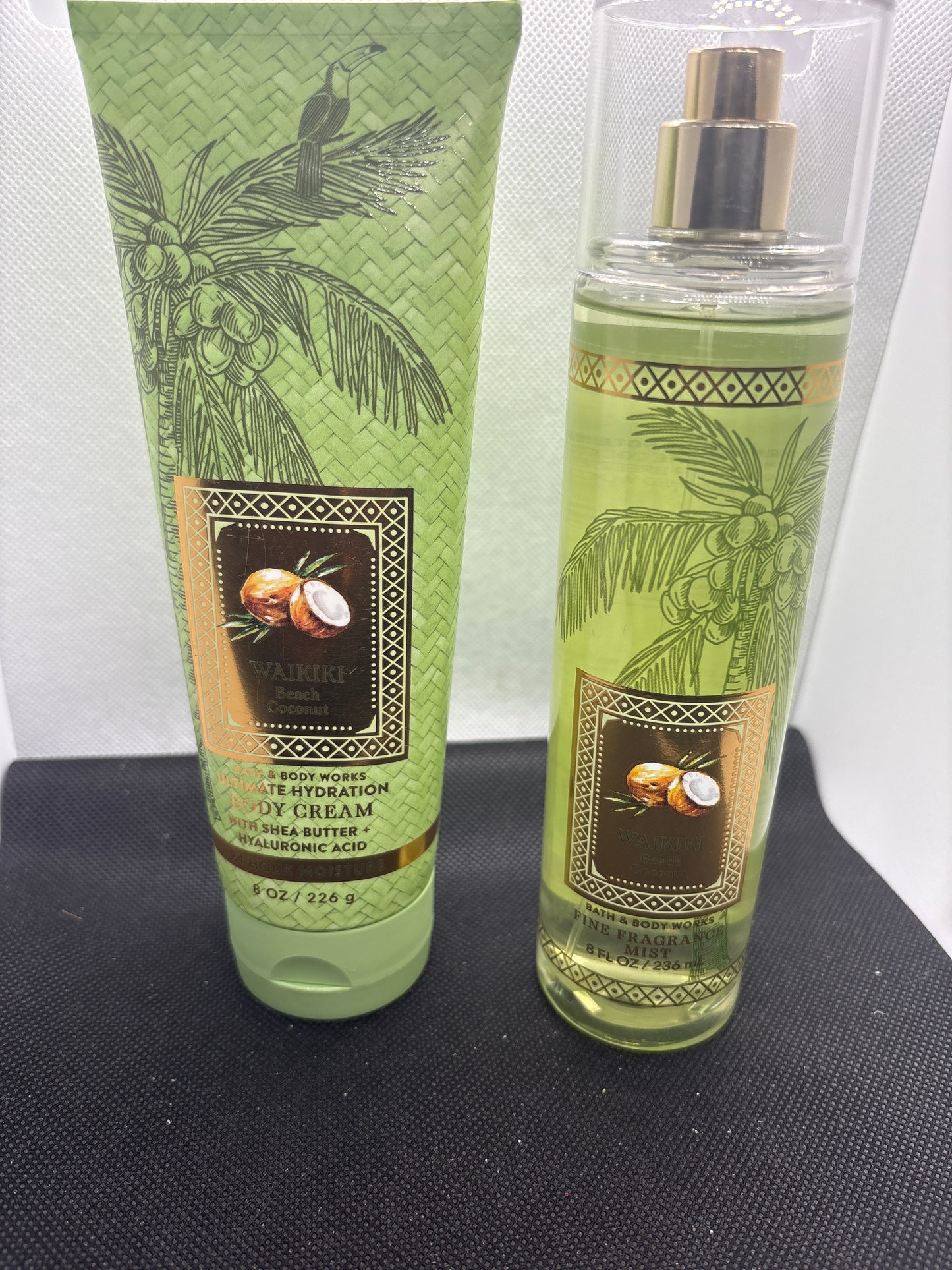 Bath & Body Works Waikiki Beach Coconut Fragrance Mist and Body Cream 2 Set