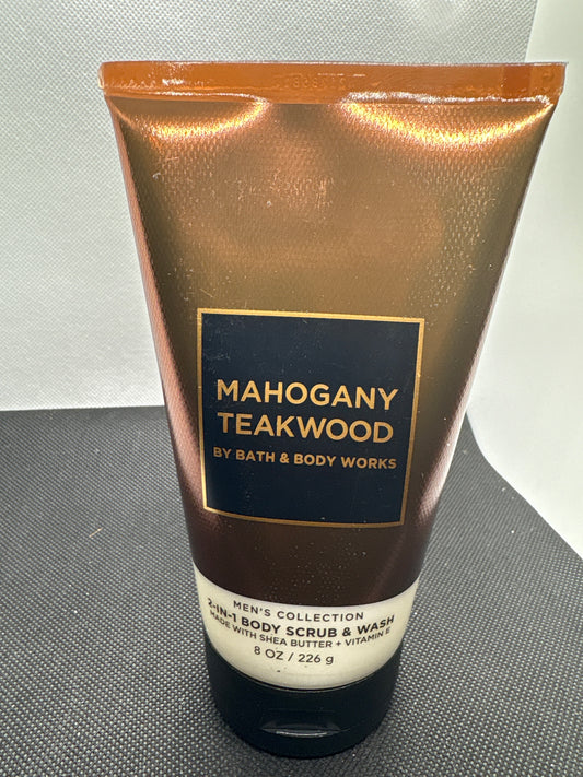 Bath & Body Works Mahogany & Teakwood Fro Men’s 2-in-1 Scrub & Wash 8 oz/226g